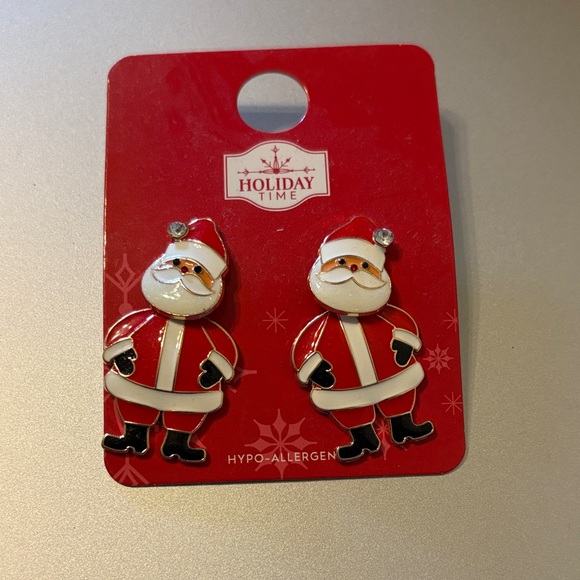 Holiday Time Jewelry - Holiday Time Santa drop theme Earrings - Red and White Holiday jewelry New Xmas